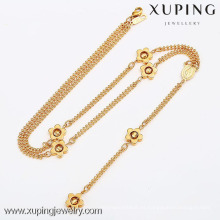 42420-Xuping joyería llena de oro de moda, encantos de joyas de cuentas con collar de flores